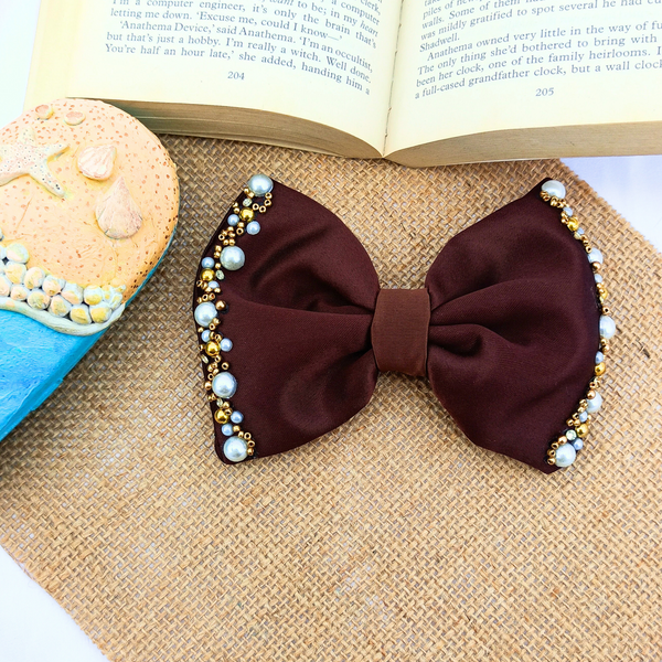 fetico VELVET BOW HAIR CLIP リボン ブラウン Brown Bow Hair Clip - Pareepurna
