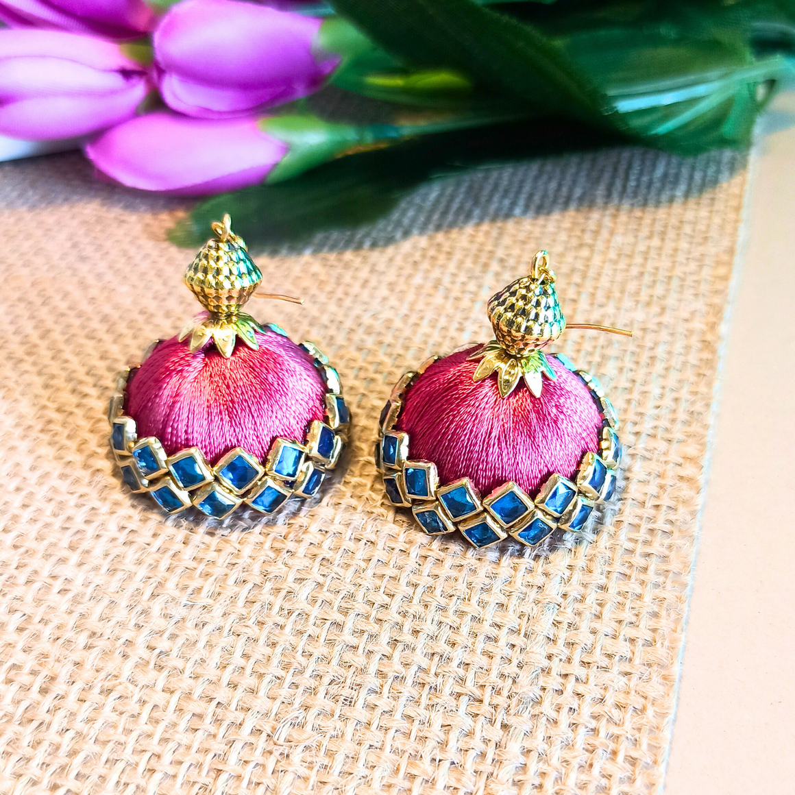 Silk Thread Jhumka Earrings
