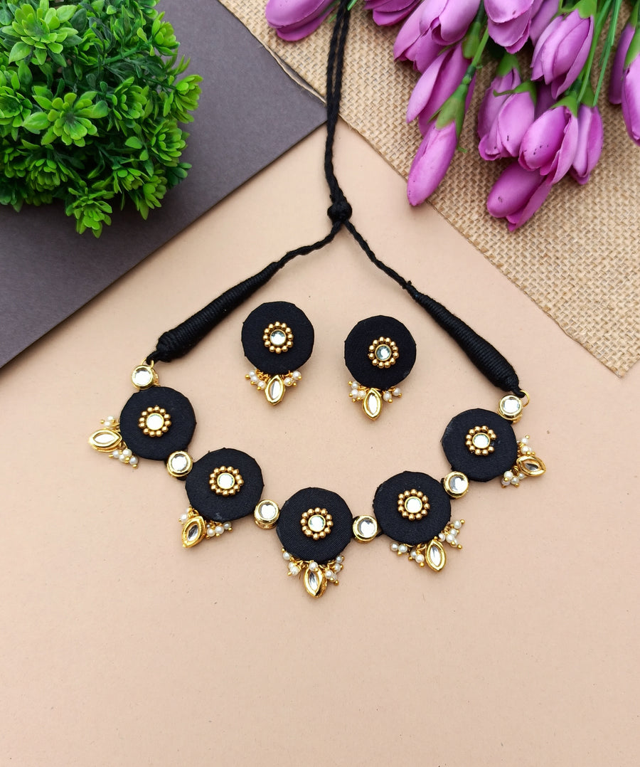 Black Fabric Necklace