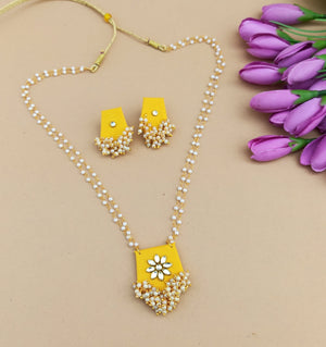 Yellow Fabric Necklace set