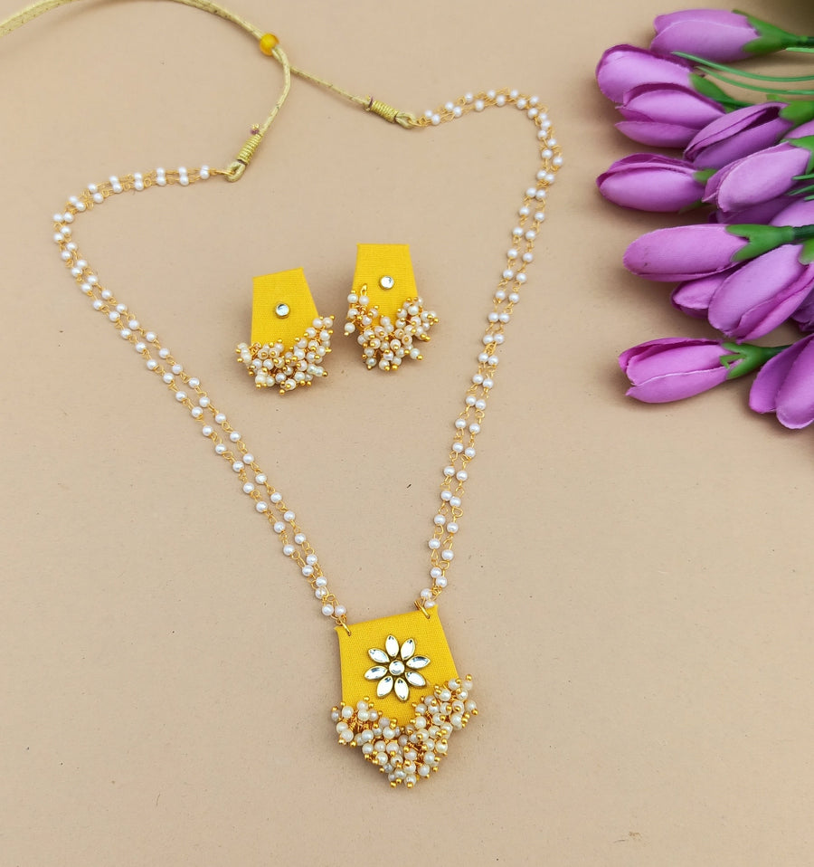 Yellow Fabric Necklace set