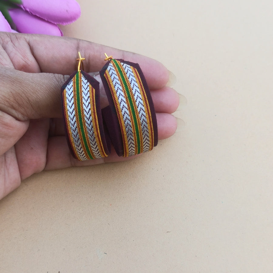 Khun Border Hoop Earrings