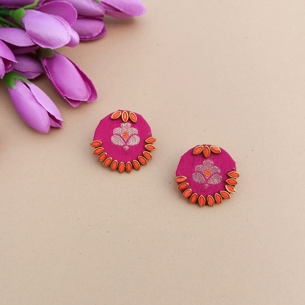 Pink Brocade Earrings