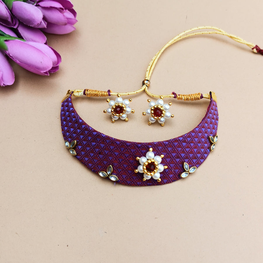 Purple Pearl Kudi Choker ( for Girls )