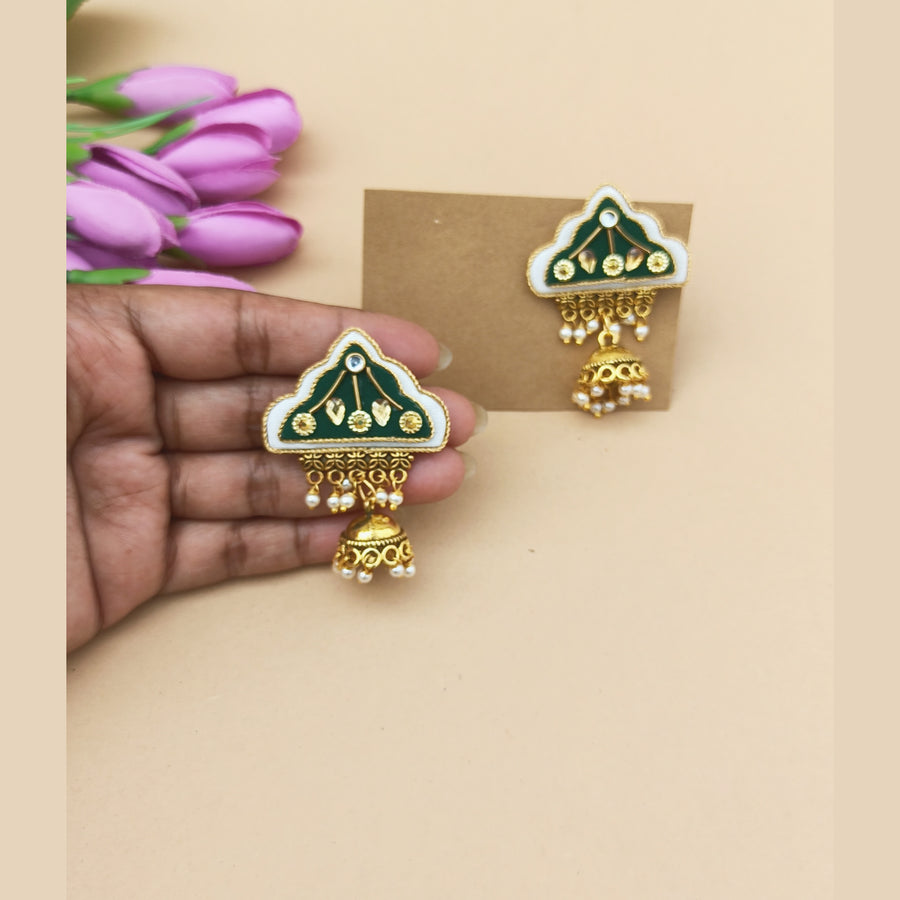 Emerald Jhumka Earrings
