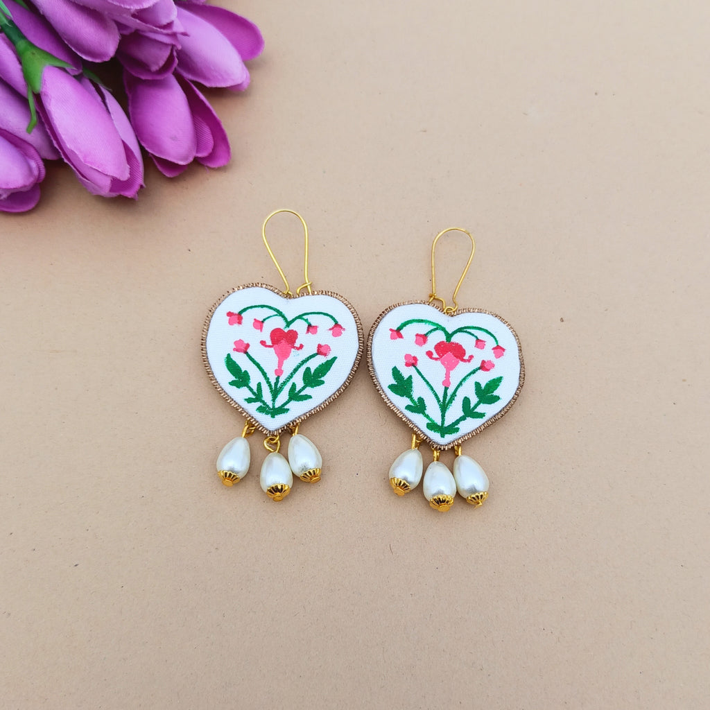 White Dil bloom Hand-painted Earrings