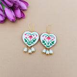 White Dil bloom Hand-painted Earrings
