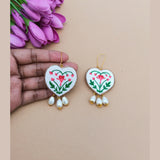 White Dil bloom Hand-painted Earrings