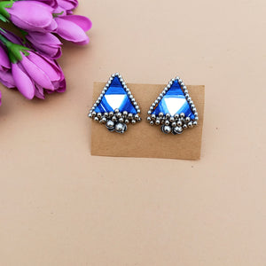 Blue Triangle Mirror Earrings