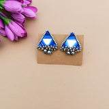 Blue Triangle Mirror Earrings