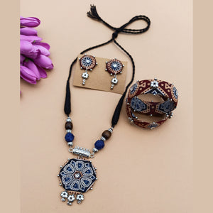 Ajrakh Print Fabric Jewellery Set