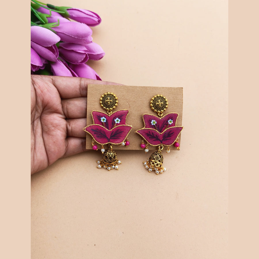 Pink BougainBelle Jhumka