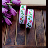 Hand-painted White Floral Bangles