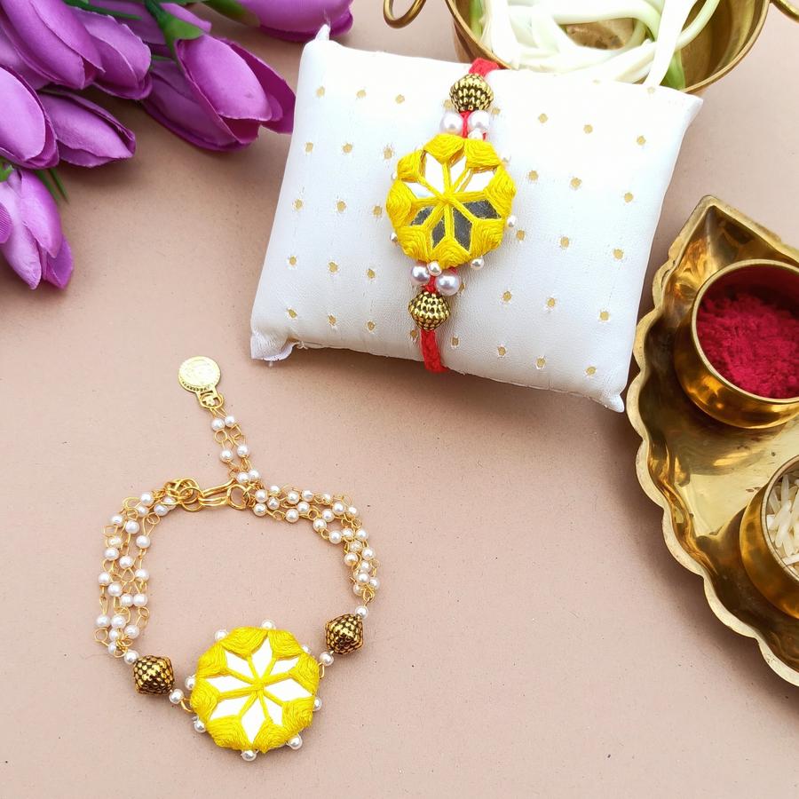 Mirror Work Couple Rakhi