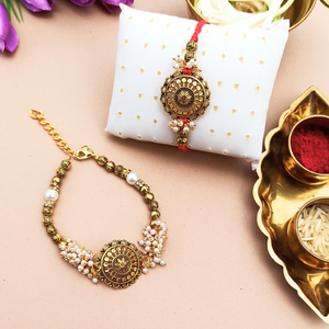 Antique Pearl Couple Rakhi