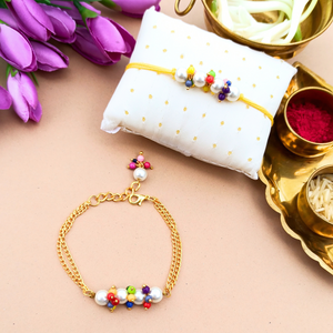 Pearl beads Couple Rakhi