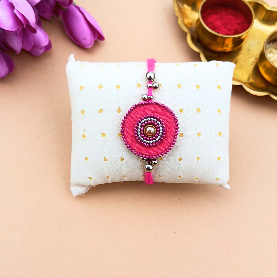 Pink Handmade Fabric Rakhi