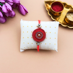 Red Handmade Fabric Rakhi