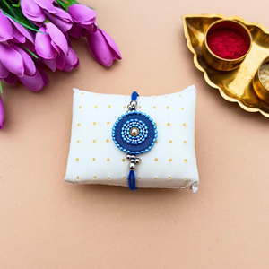 Peacock Blue Handmade Fabric Rakhi