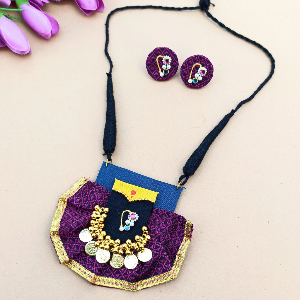 Purple Mahalaxmi Necklace