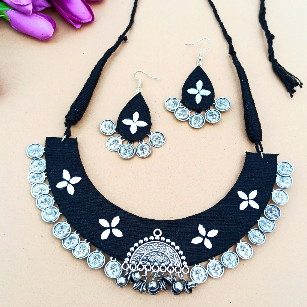 Oxidised Charm Mirror Necklace