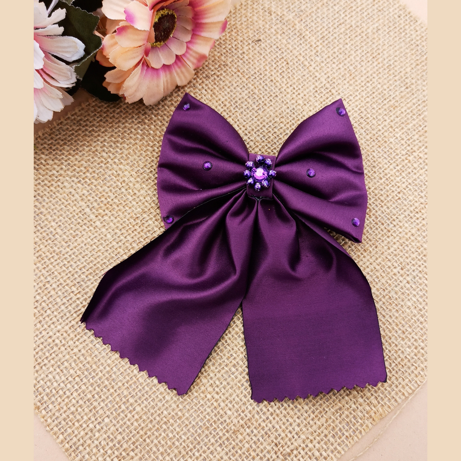 Purple Satin Bow Hairclip