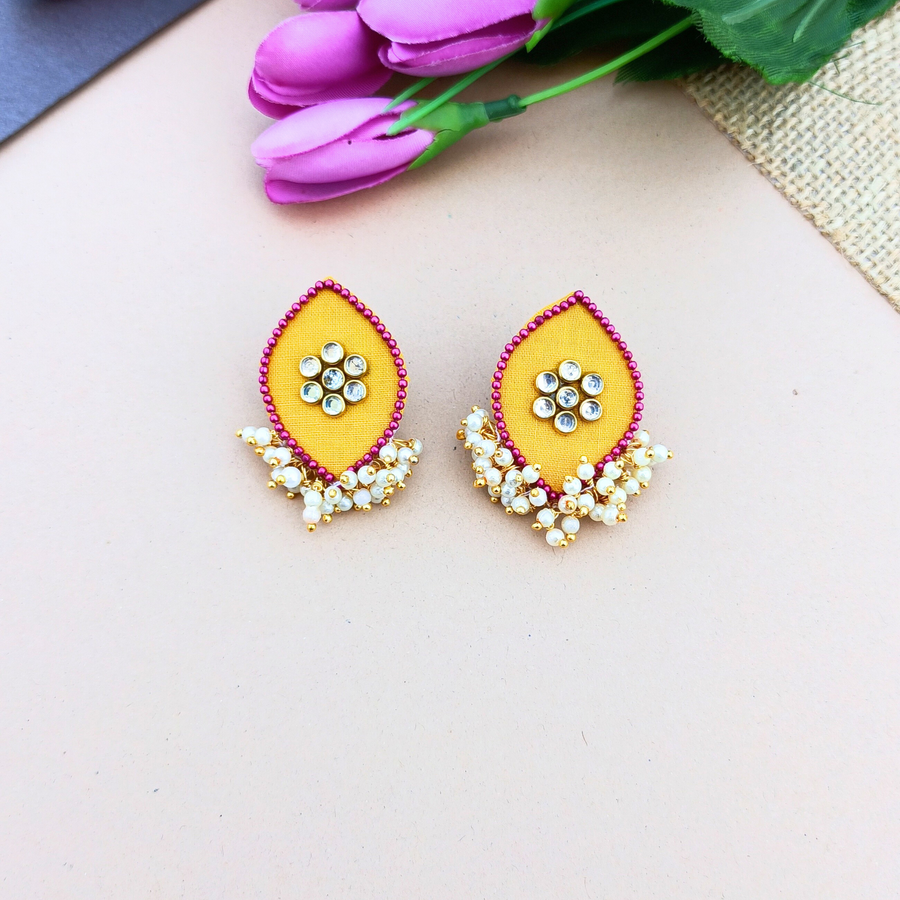 Yellow Leaf shape Earrings