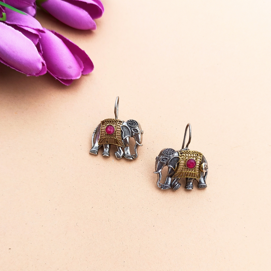 Elephant Dual tone Earrings