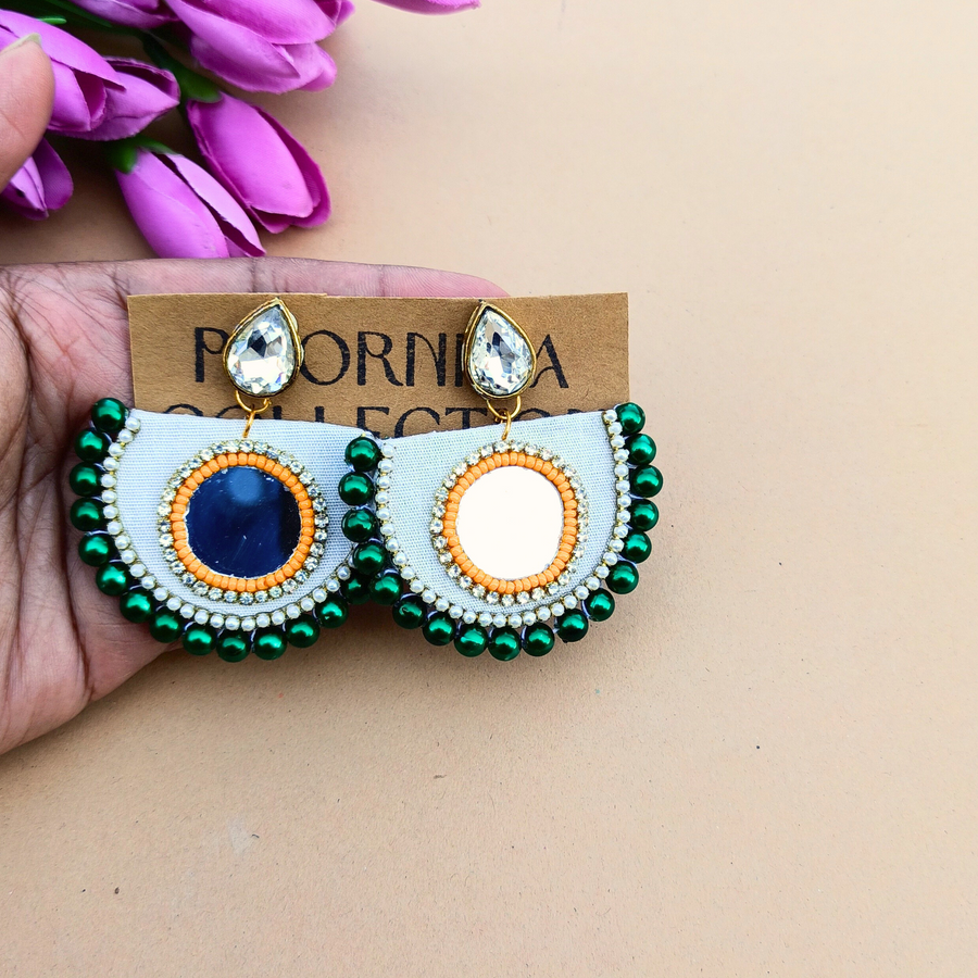 Tricolour mirror Chandbali