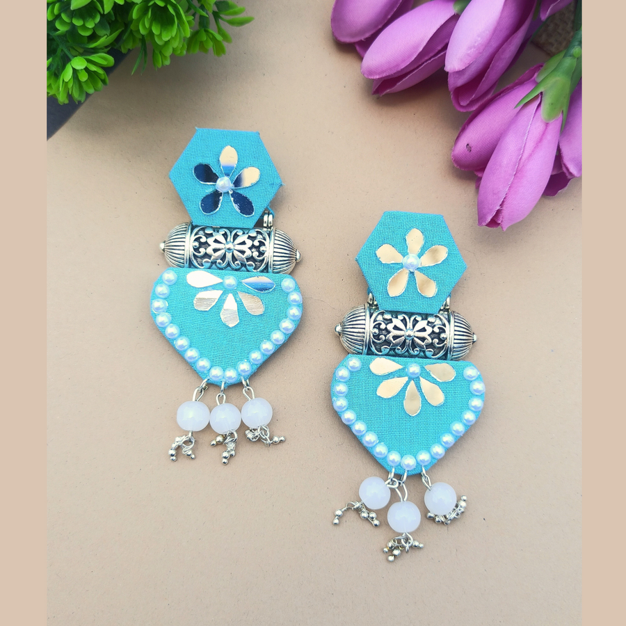 Light Blue Mirror Chandbali
