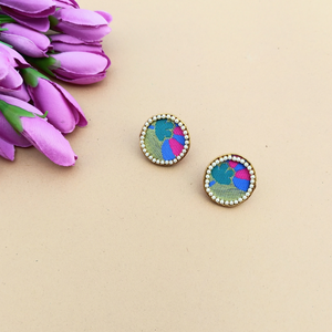 Blue Paithani Studs