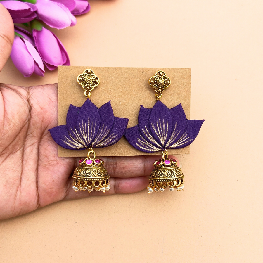 Purple Lotus Jhumka