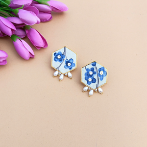 White Floral Earrings