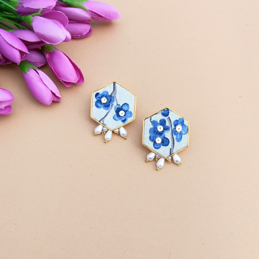 White Floral Earrings