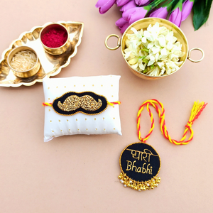 Stylish Handmade Moustache Couple Rakhi