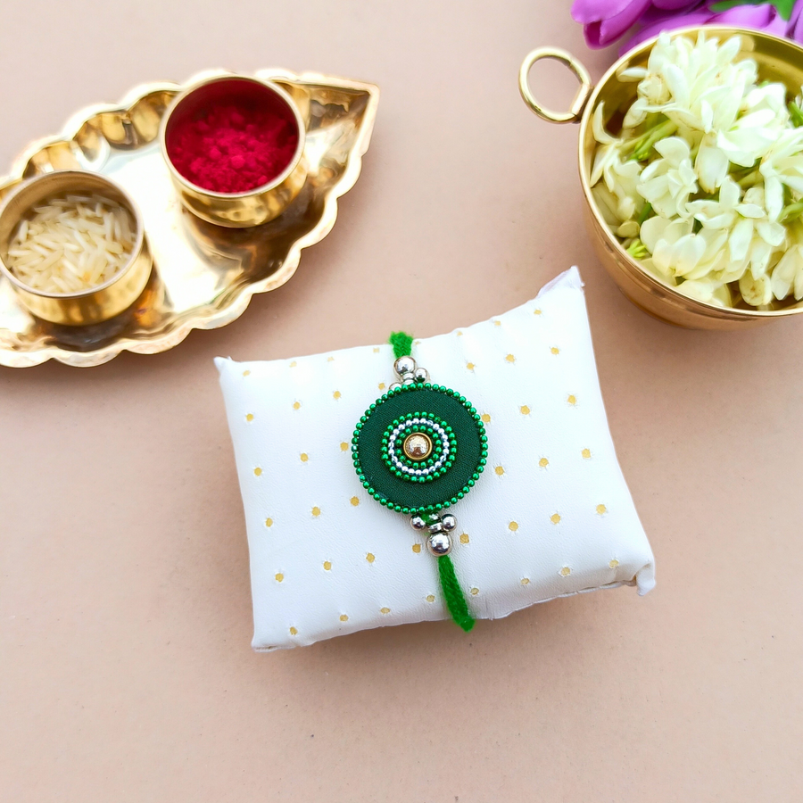 Green Handmade Fabric Rakhi