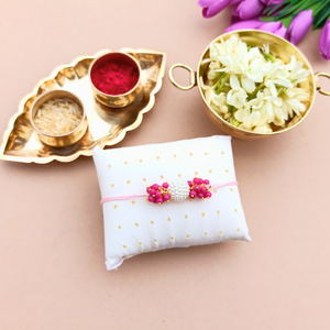 Dark Pink Lorials Handmade Rakhi