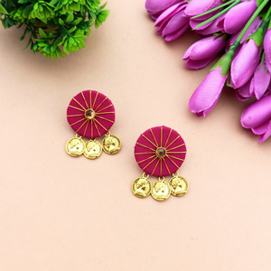 Majenta Fabric Coin Earrings