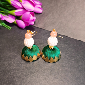 Tricolour Silk Thread Jhumka