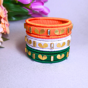 Tricolour Silk Thread Bangles