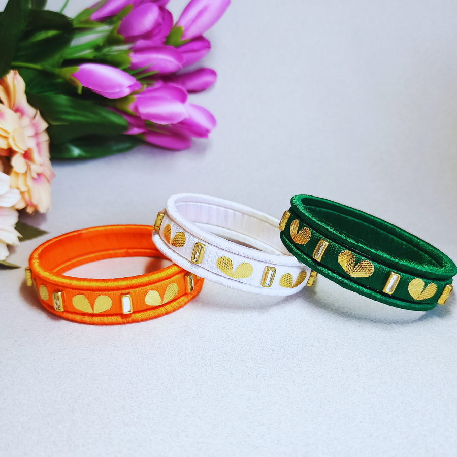 Tricolour Silk Thread Bangles