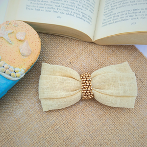 Golden Beaded Bow Clip