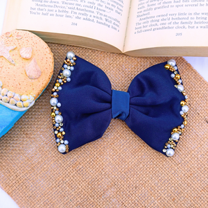 Navy Blue Bow Hair Clip