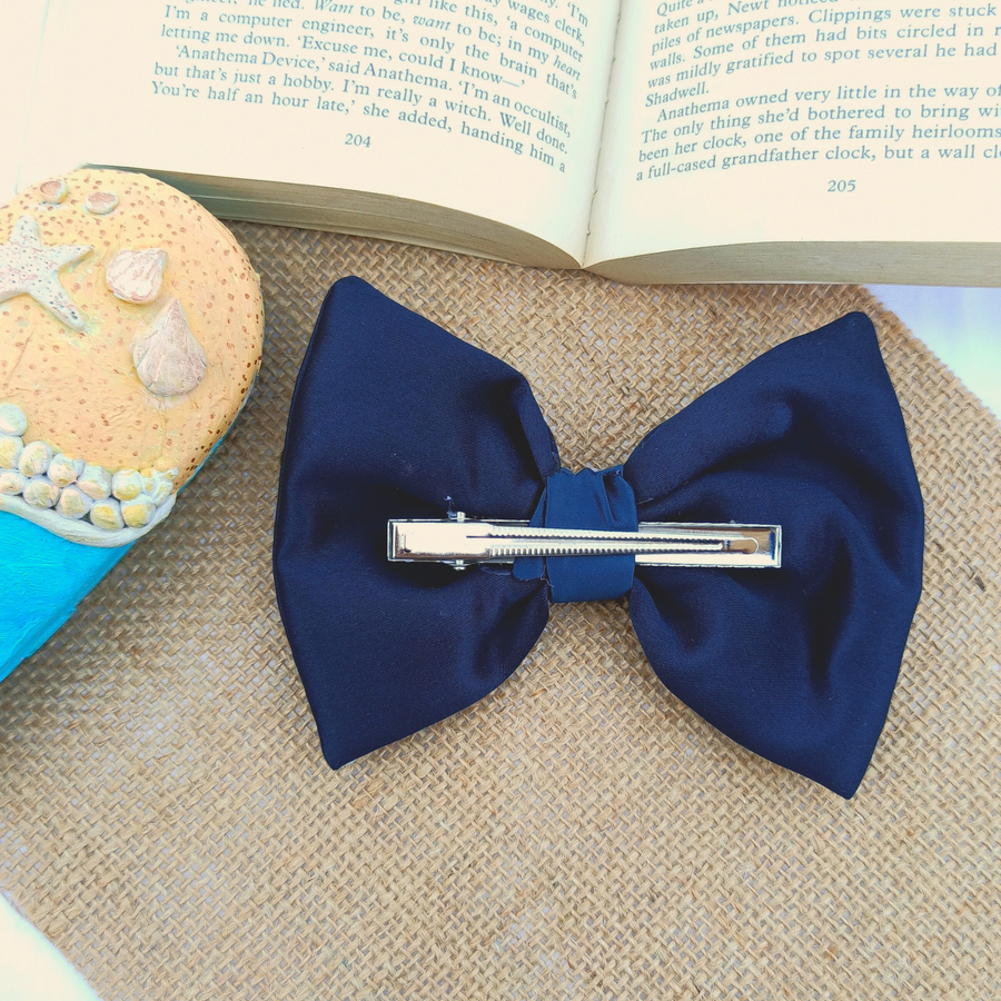 Navy Blue Bow Hair Clip