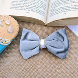 Gray Velvet Bow Hair Clip