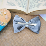 Gray Velvet Bow Hair Clip