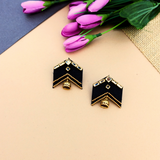 Black Chevron Jhumka Earrings