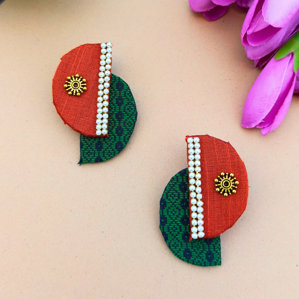 Tricolour Khun Fabric Earrings