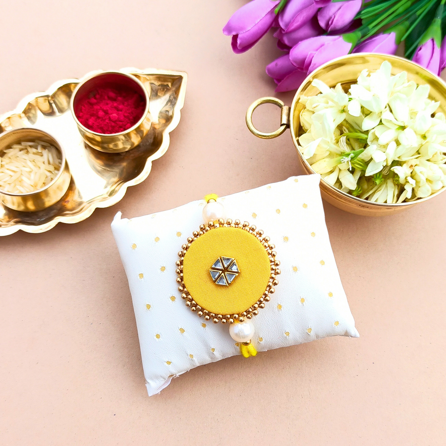 Yellow Handmade Fabric Rakhi