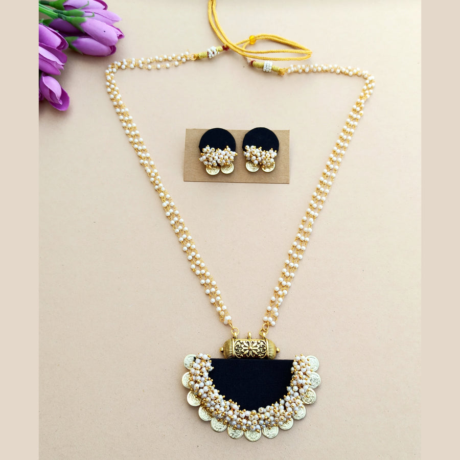 Black Fabric Necklace Set